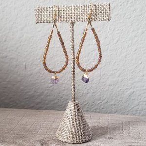 Amethyst Teardrop beaded earrings